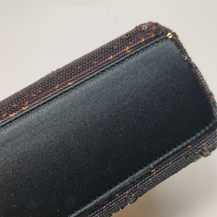 Dior Mini Lady Dior Tote In Gold Black Sequin and Satin