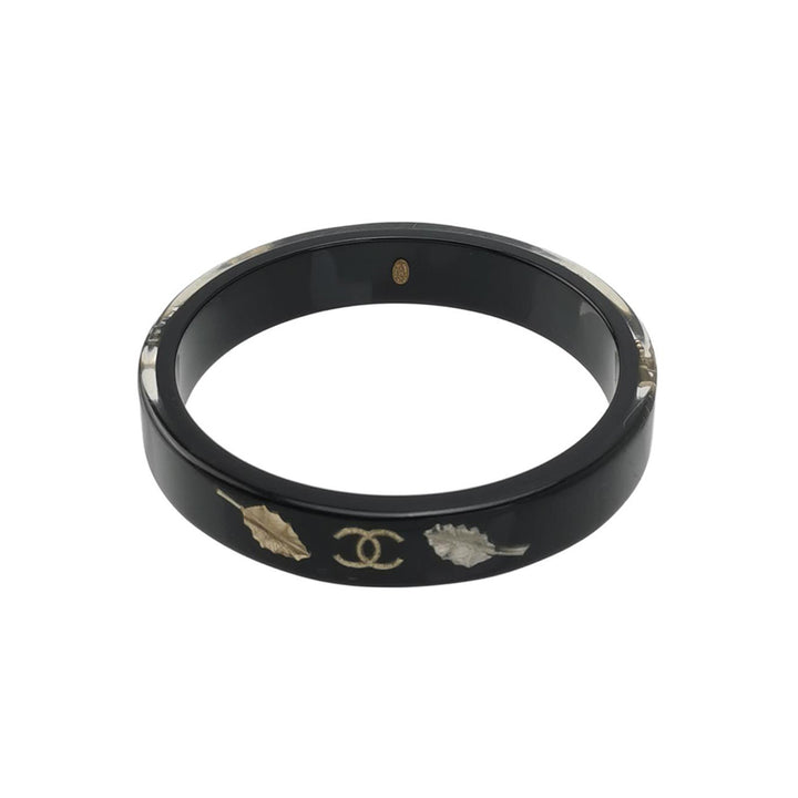 Chanel CC Black Resin Bangle Bracelet