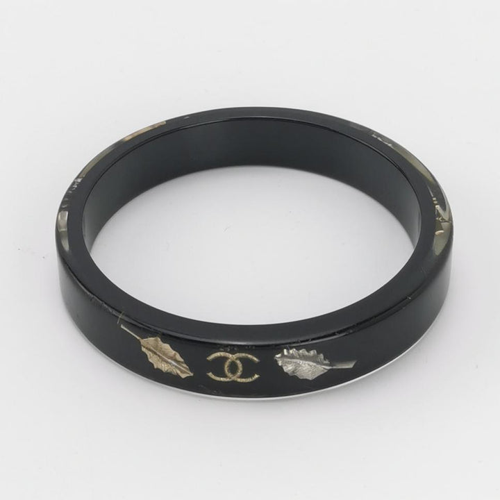 Chanel CC Black Resin Bangle Bracelet