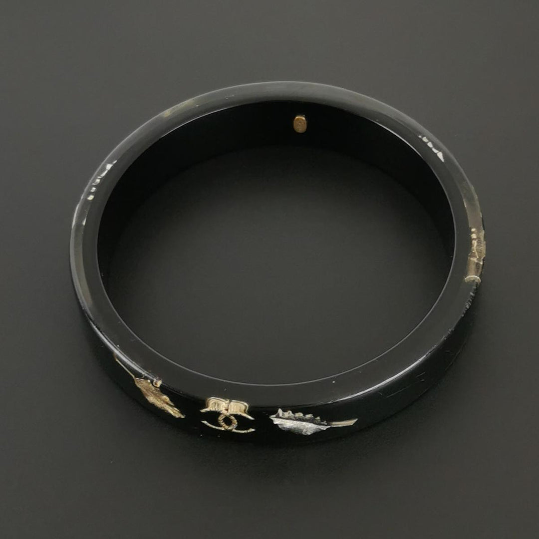 Chanel CC Black Resin Bangle Bracelet