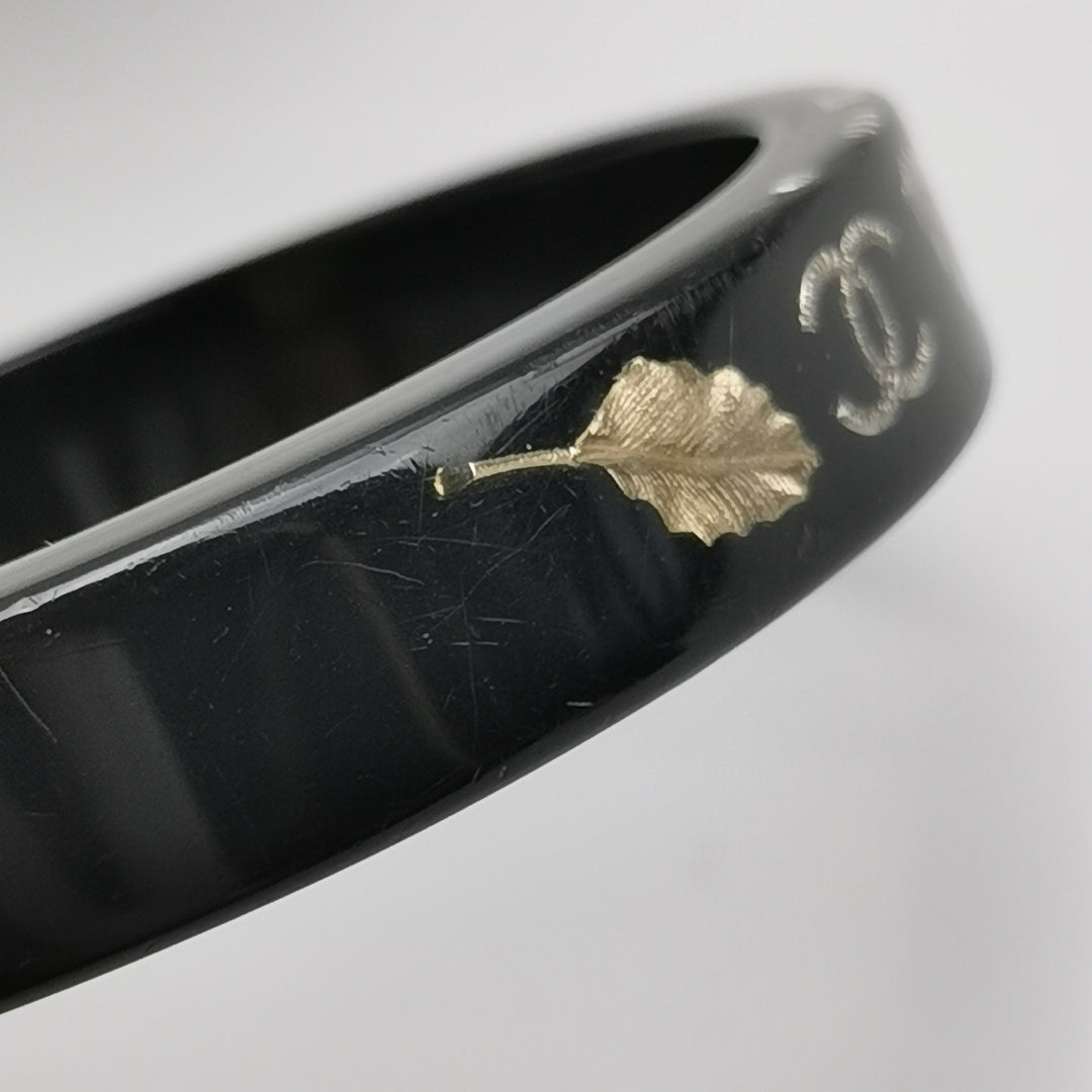 Chanel CC Black Resin Bangle Bracelet