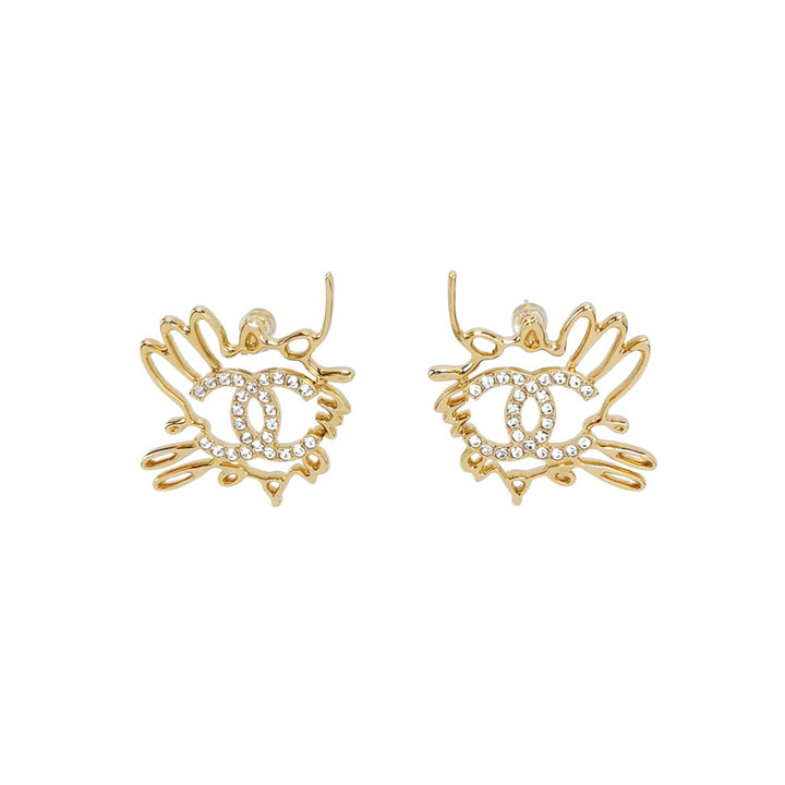 Chanel CC Logo Gold Statement Earrings