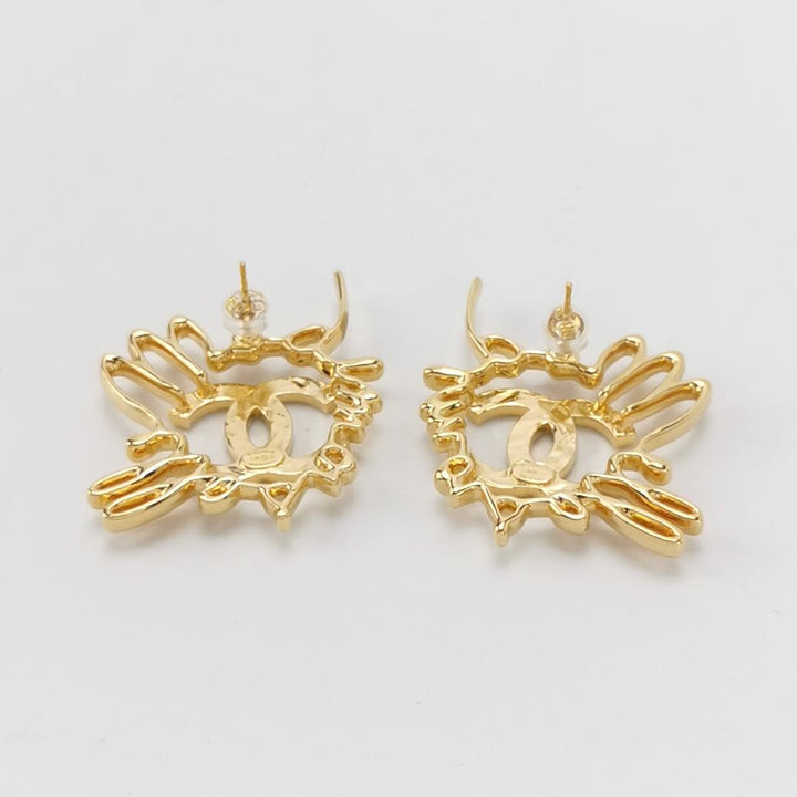 Chanel CC Logo Gold Statement Earrings