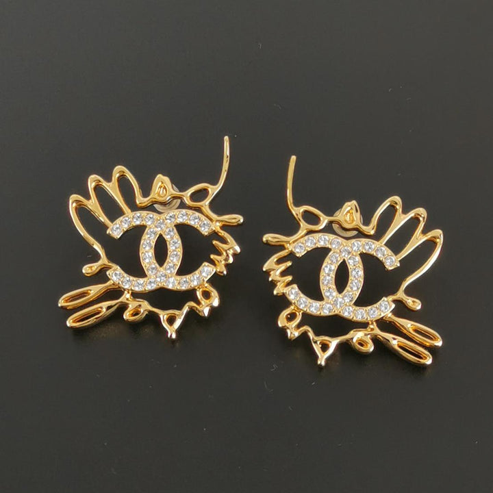 Chanel CC Logo Gold Statement Earrings