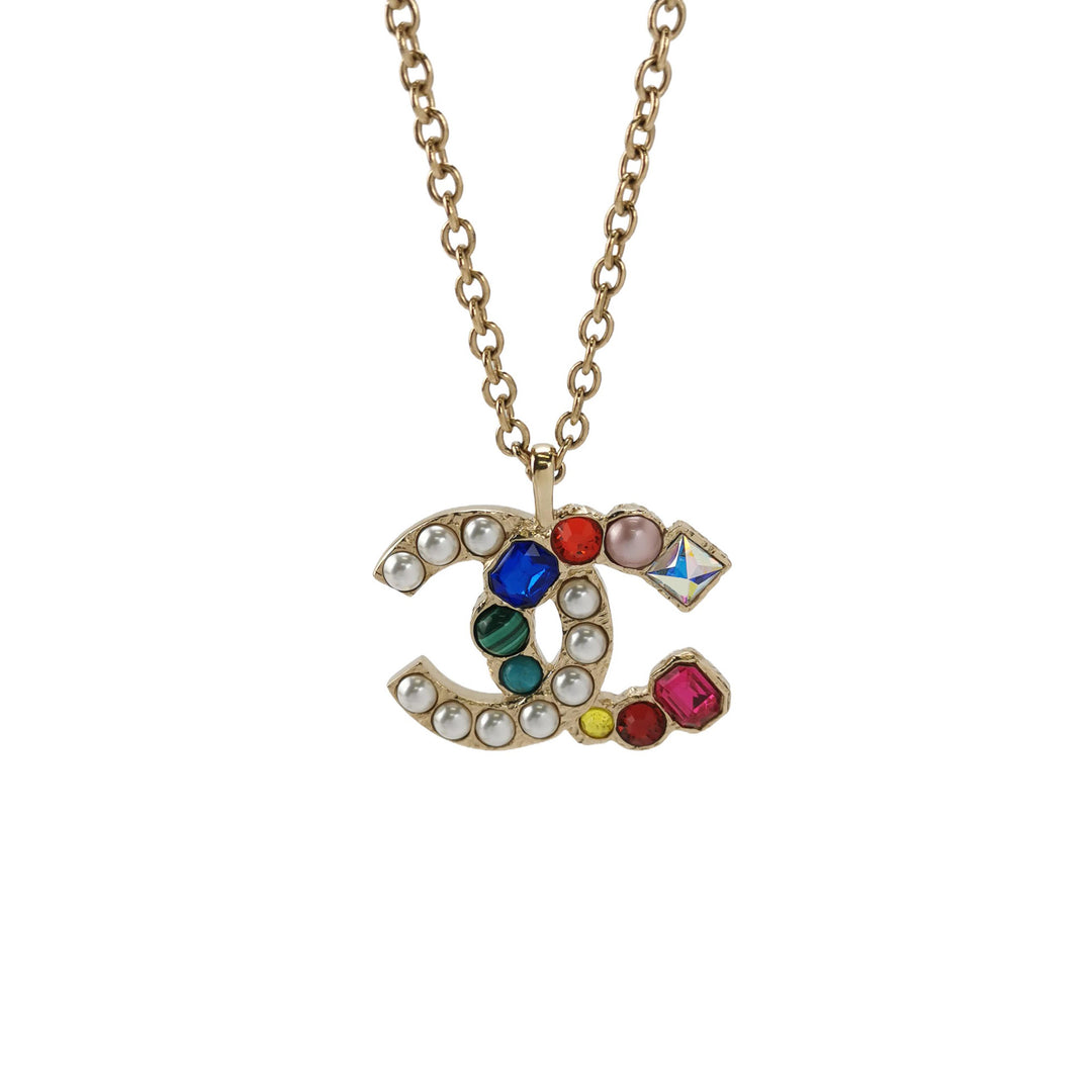 Chanel CC Logo Faux Pearl Multi Colours Necklace