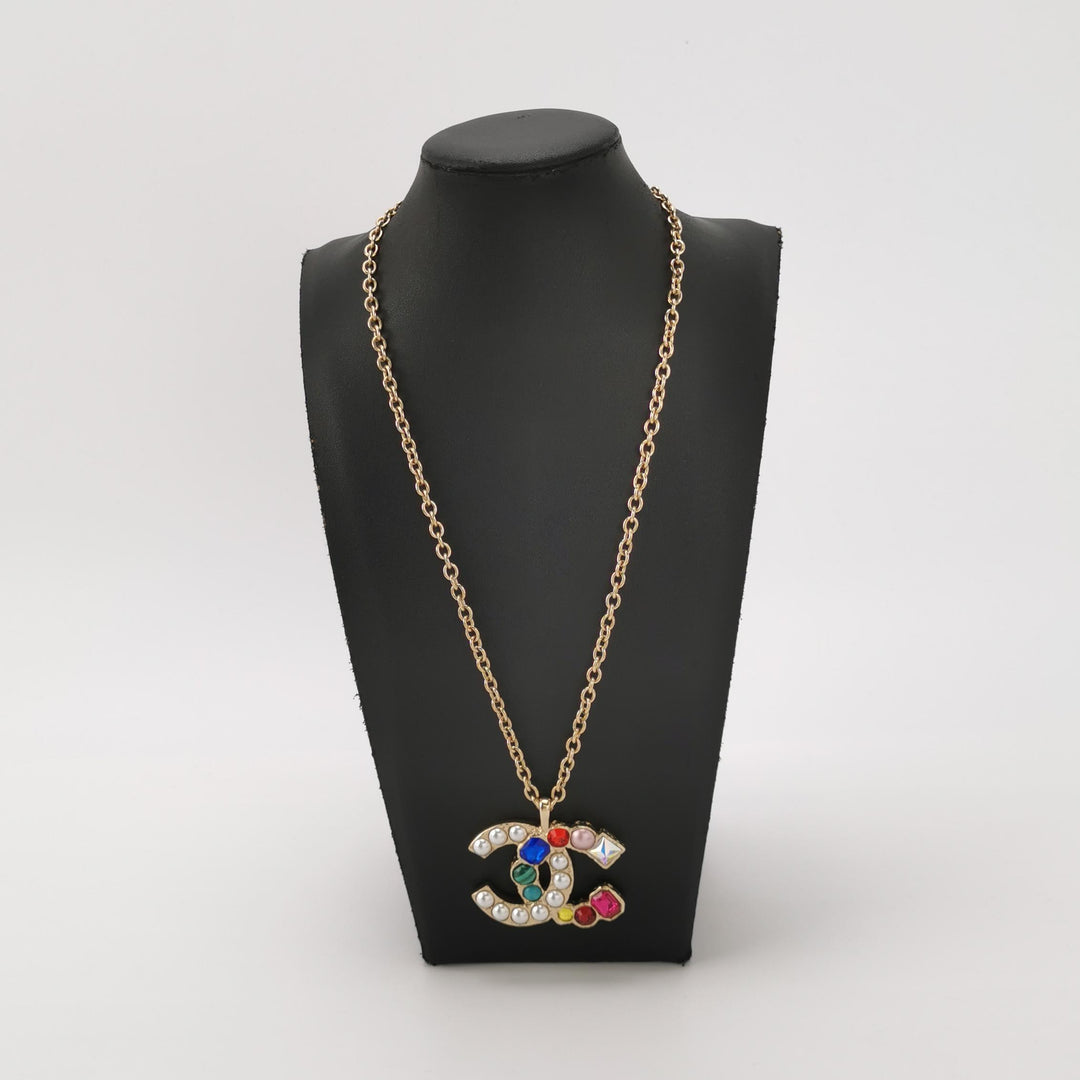Chanel CC Logo Faux Pearl Multi Colours Necklace