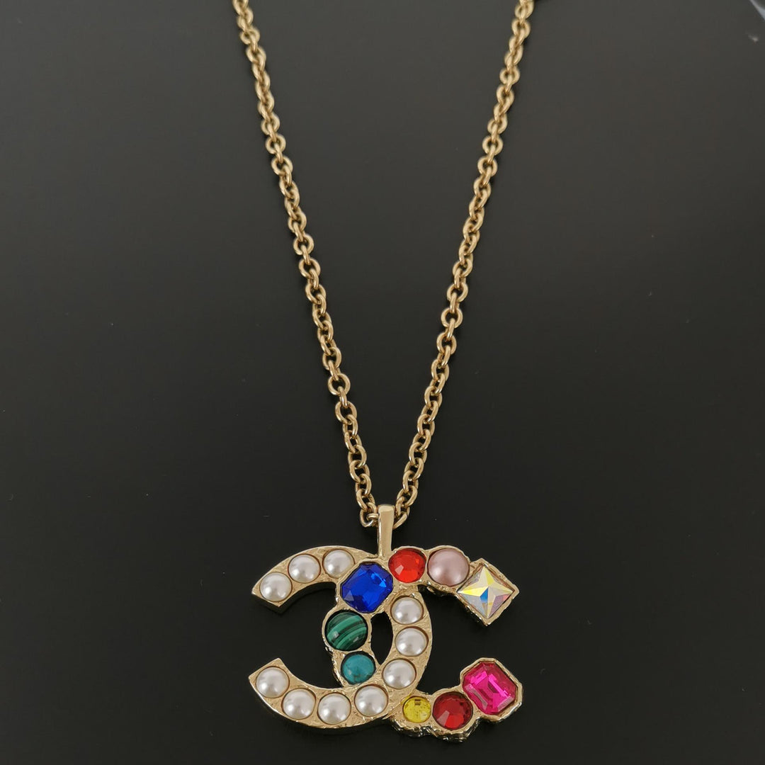 Chanel CC Logo Faux Pearl Multi Colours Necklace