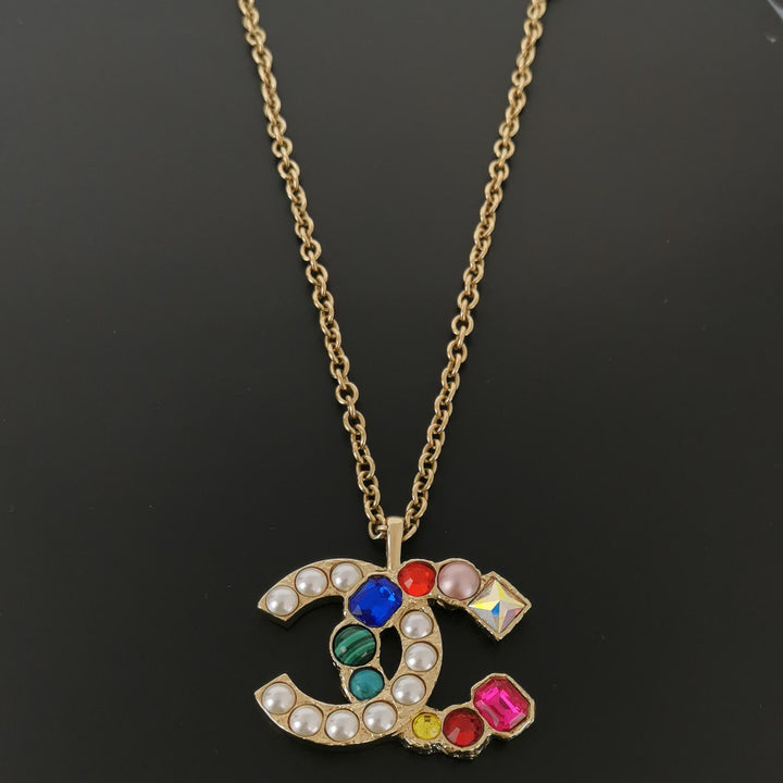 Chanel CC Logo Faux Pearl Multi Colours Necklace