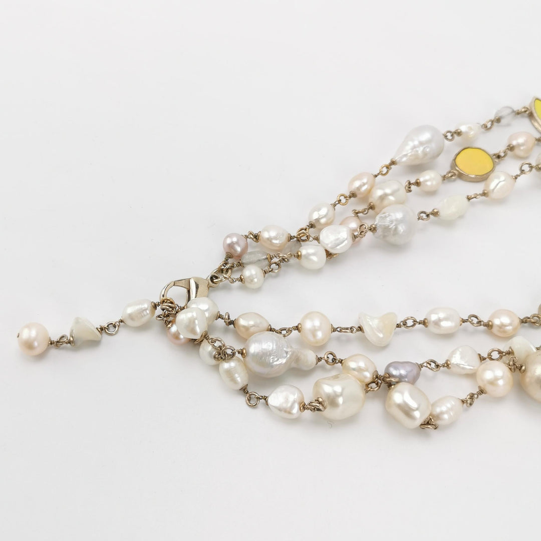 Chanel Faux Pearl Multi Layers Necklaces CC Logo