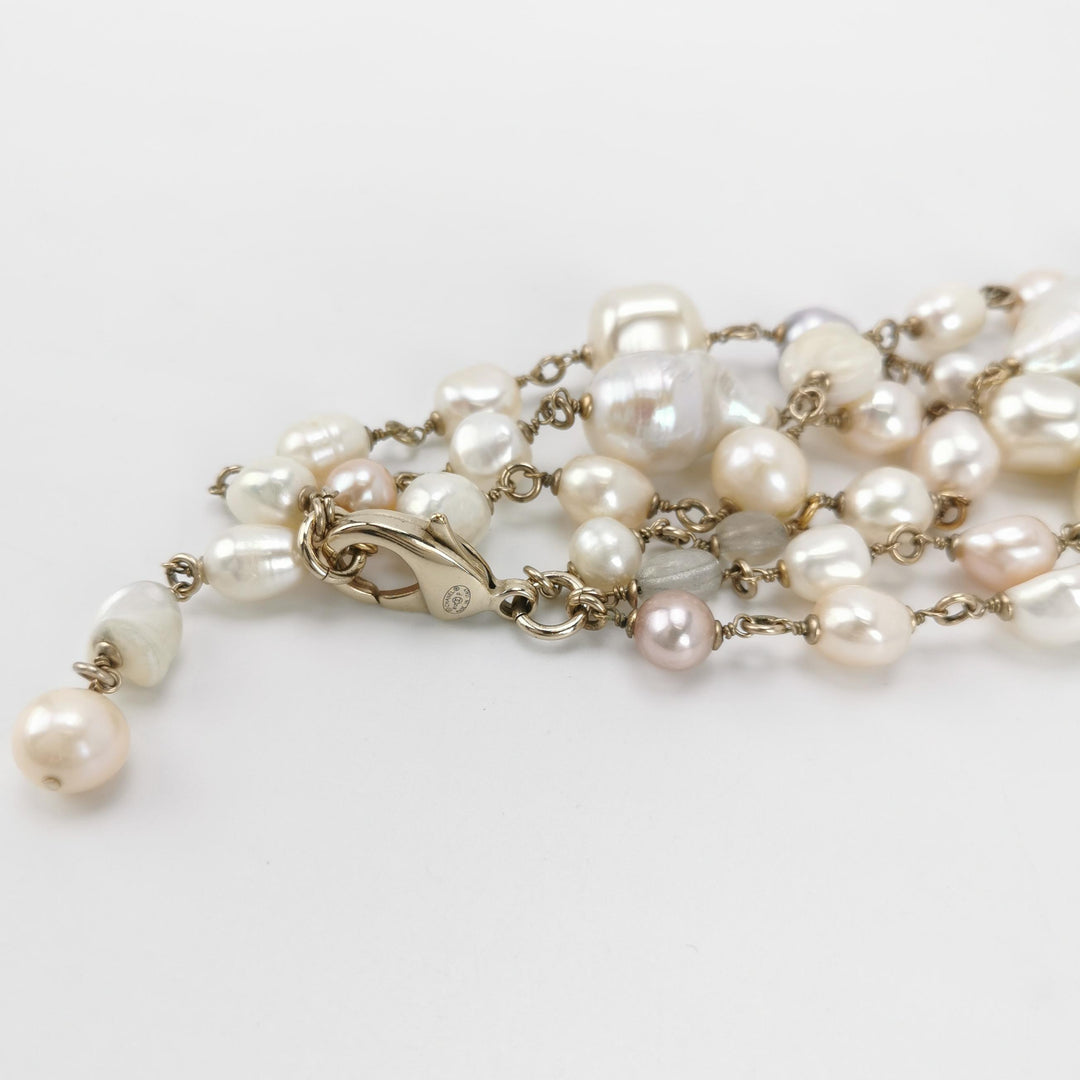 Chanel Faux Pearl Multi Layers Necklaces CC Logo