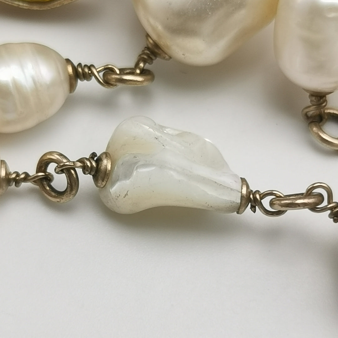 Chanel Faux Pearl Multi Layers Necklaces CC Logo