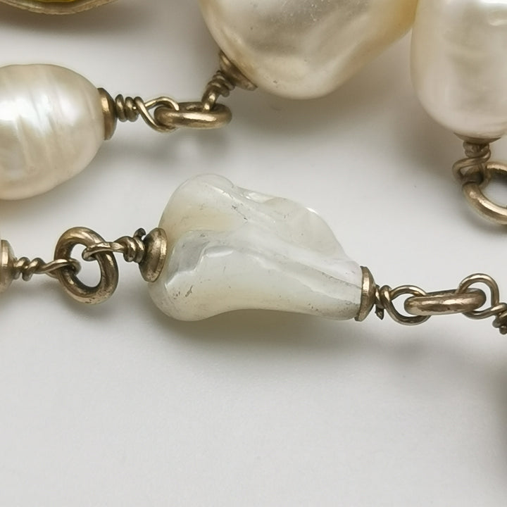 Chanel Faux Pearl Multi Layers Necklaces CC Logo