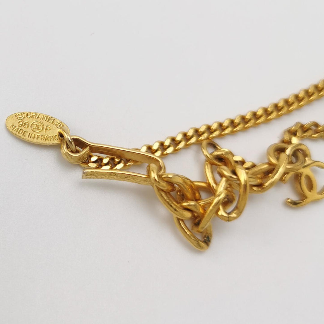 Chanel 98P Vintage Mini Ball With Multi Colour Stones Detail Necklace CC Logo