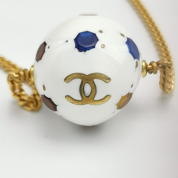 Chanel 98P Vintage Mini Ball With Multi Colour Stones Detail Necklace CC Logo