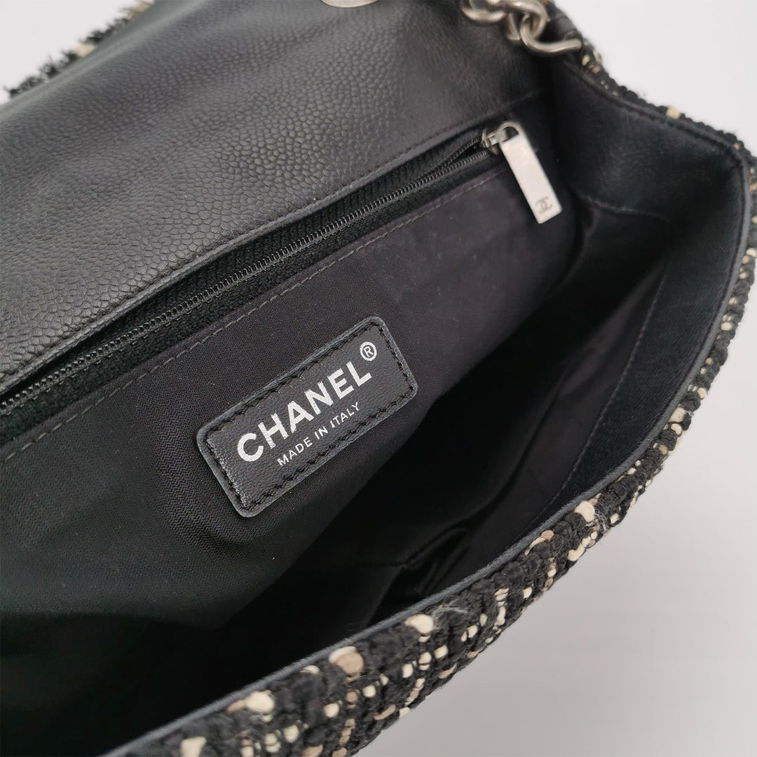 Chanel Travel Airline Airport 2016 Runway Bag Patch Embellished Tweed And Caviar Large