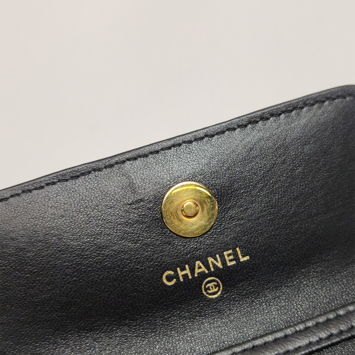 Chanel 2020 Small Black Lambskin Crossbody Bag with Chain Quilted with Zirconium CC Logo