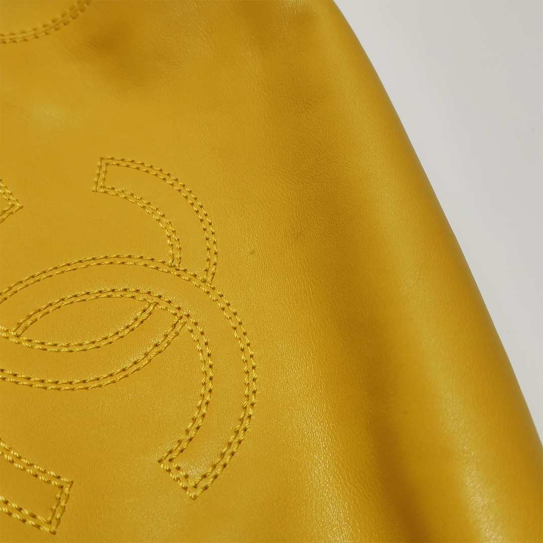 Chanel 1997 Yellow Lambskin Bekko Chain CC Shopping Tote