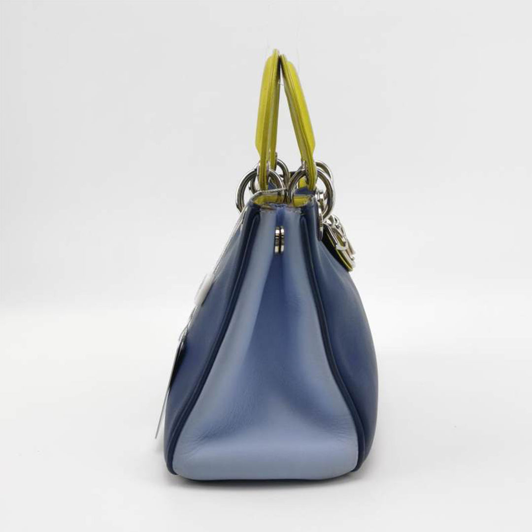 Dior Calfskin Small Tri-color Diorissimo Navy Light Blue Yellow