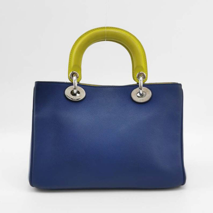 Dior Calfskin Small Tri-color Diorissimo Navy Light Blue Yellow