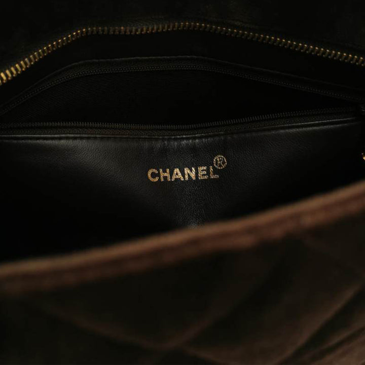 Chanel 1999 Vintage Brown Velvet Medallion Tote Bag With Gold Hardware