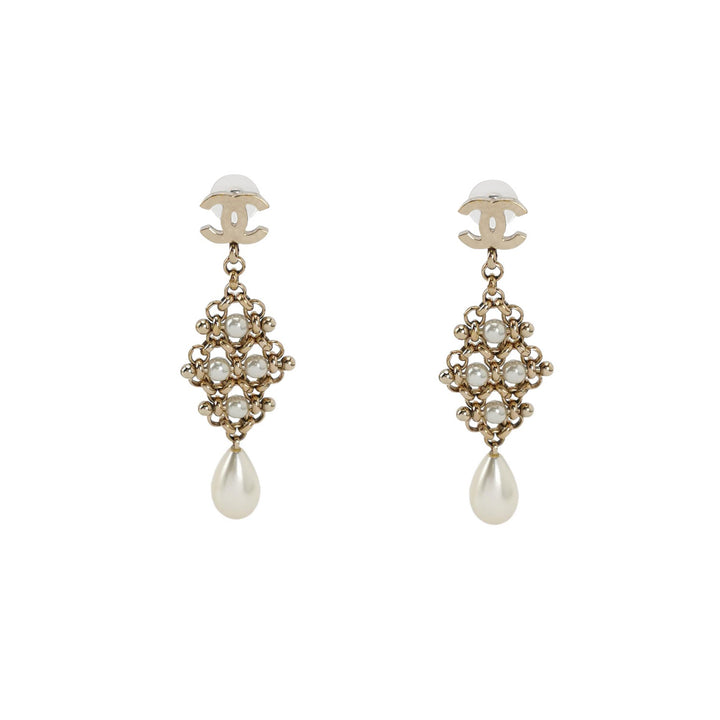 Chanel 2020 Faux Pearl CC Chandelier Earrings