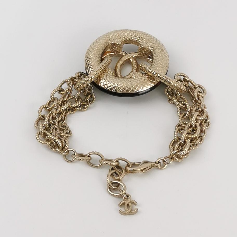 Chanel Resin Brown Multi Chain Bracelet CC Logo