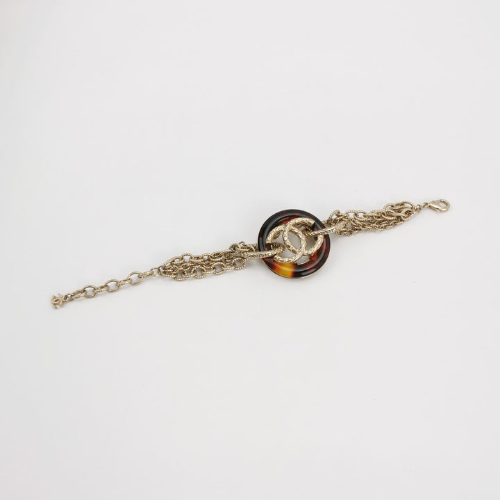 Chanel Resin Brown Multi Chain Bracelet CC Logo
