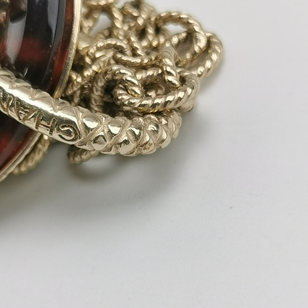 Chanel Resin Brown Multi Chain Bracelet CC Logo