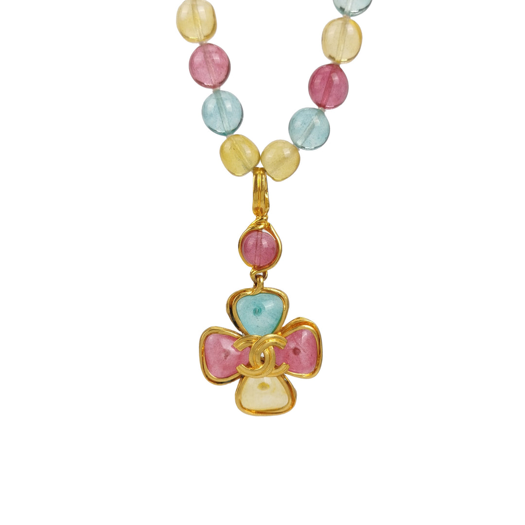 Chanel Rare Pastel Gripoix Cross Necklace
