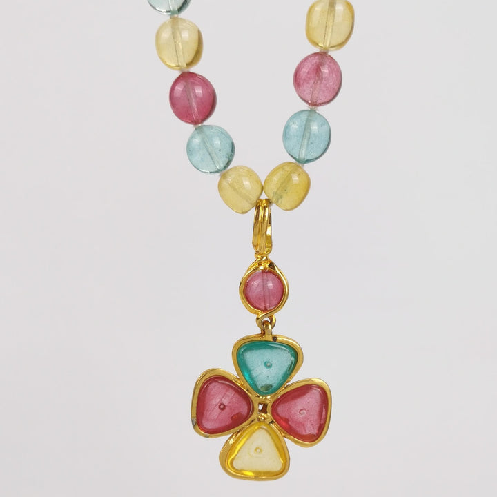 Chanel Rare Pastel Gripoix Cross Necklace