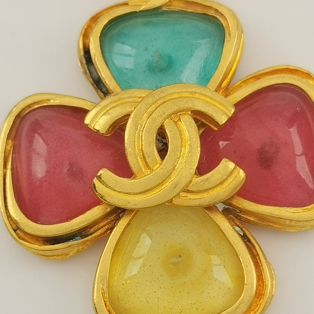 Chanel Rare Pastel Gripoix Cross Necklace