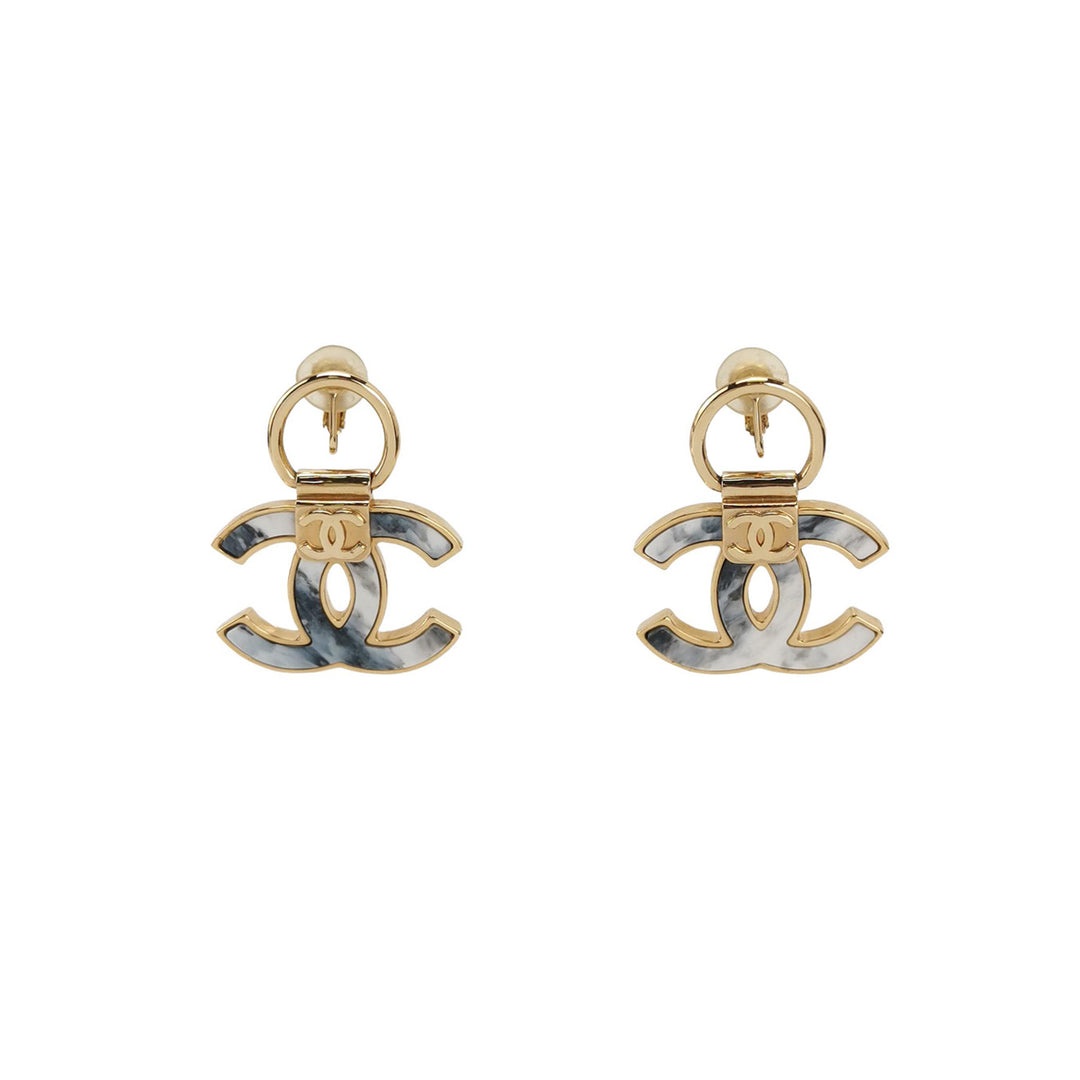 Chanel CC Logo Dangle Statement Earrings