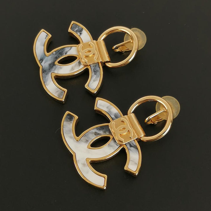 Chanel CC Logo Dangle Statement Earrings