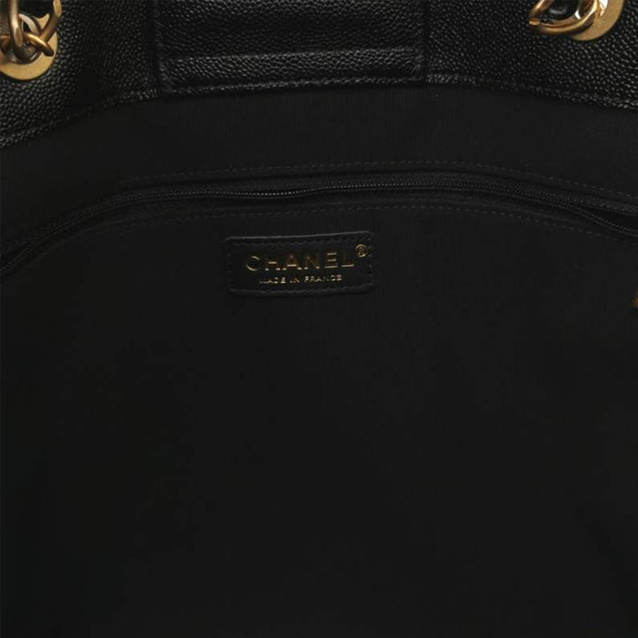 Chanel Caviar Quilted Chain Shopping Tote with Gold Hardware