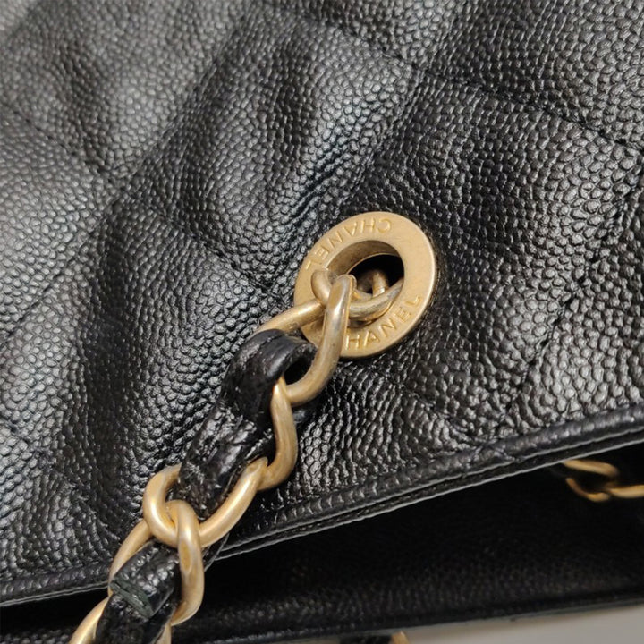 Chanel Caviar Quilted Chain Shopping Tote with Gold Hardware