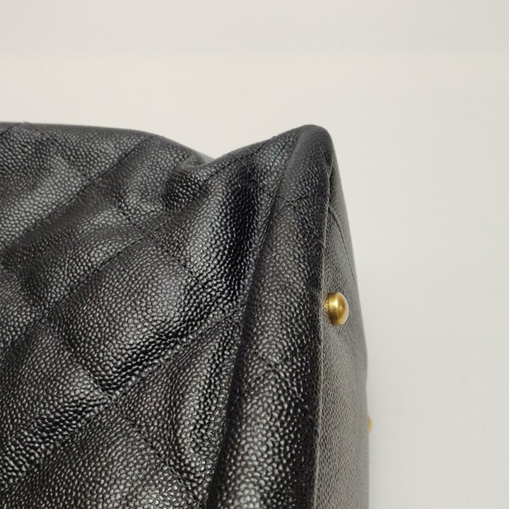 Chanel Caviar Quilted Chain Shopping Tote with Gold Hardware