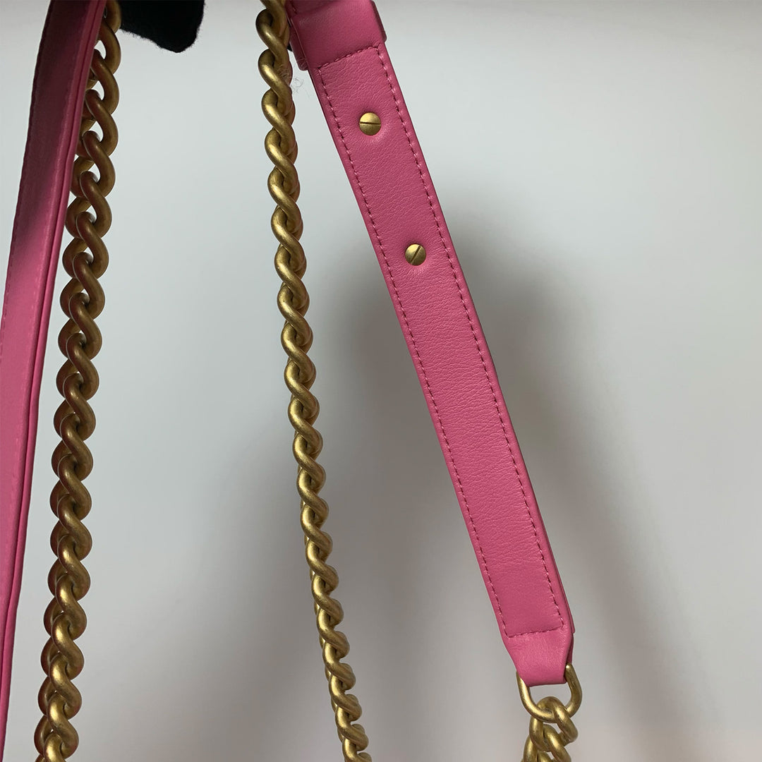 Chanel North South Boy Flap Bag in Pink Lambskin and Gold Hardware