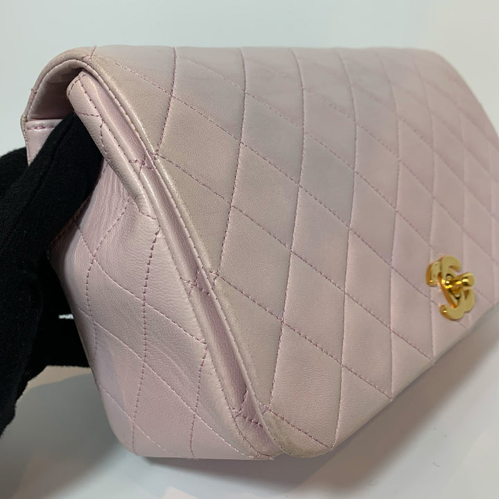 Chanel Vintage Classic Full Flap Bag in Light Pink Lambskin and Gold Hardware