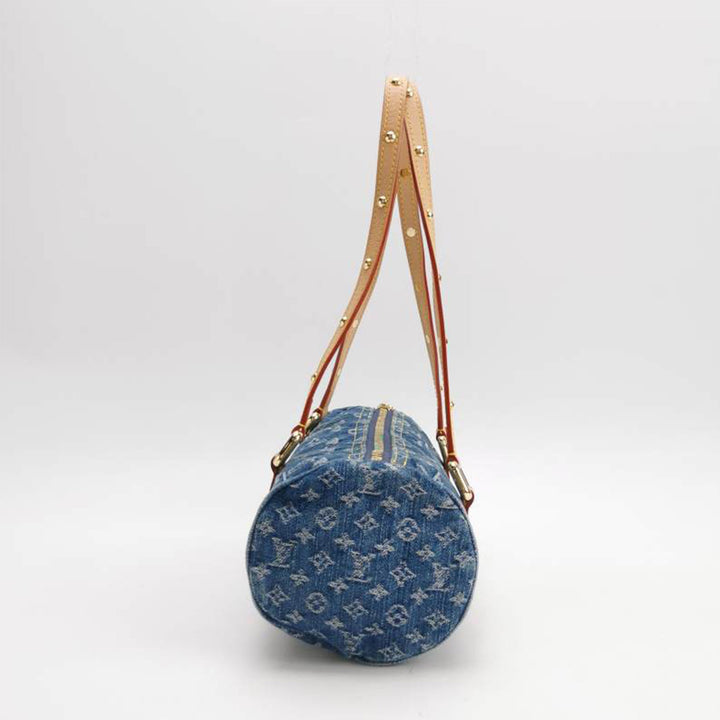 Louis Vuitton Papillon Monogram Blue Denim Bag with Gold Hardware