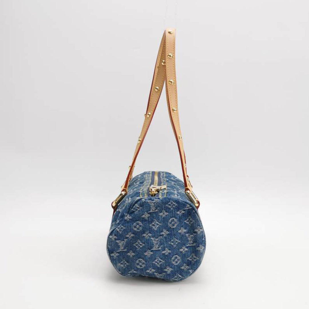 Louis Vuitton Papillon Monogram Blue Denim Bag with Gold Hardware