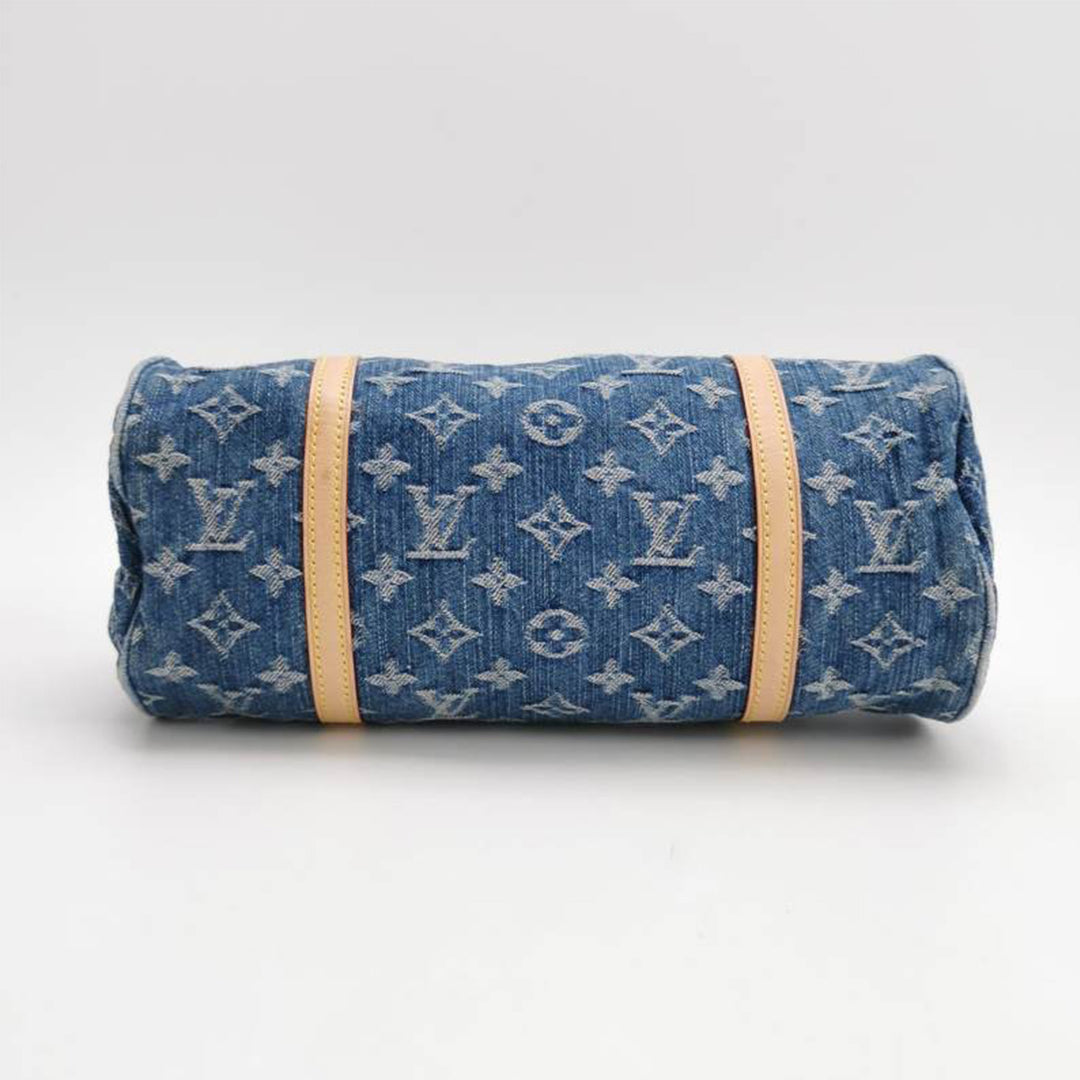 Louis Vuitton Papillon Monogram Blue Denim Bag with Gold Hardware