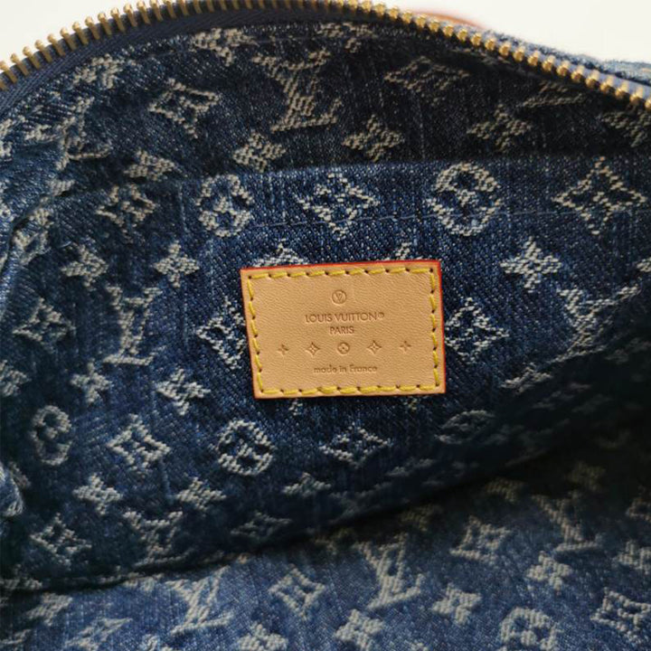 Louis Vuitton Papillon Monogram Blue Denim Bag with Gold Hardware