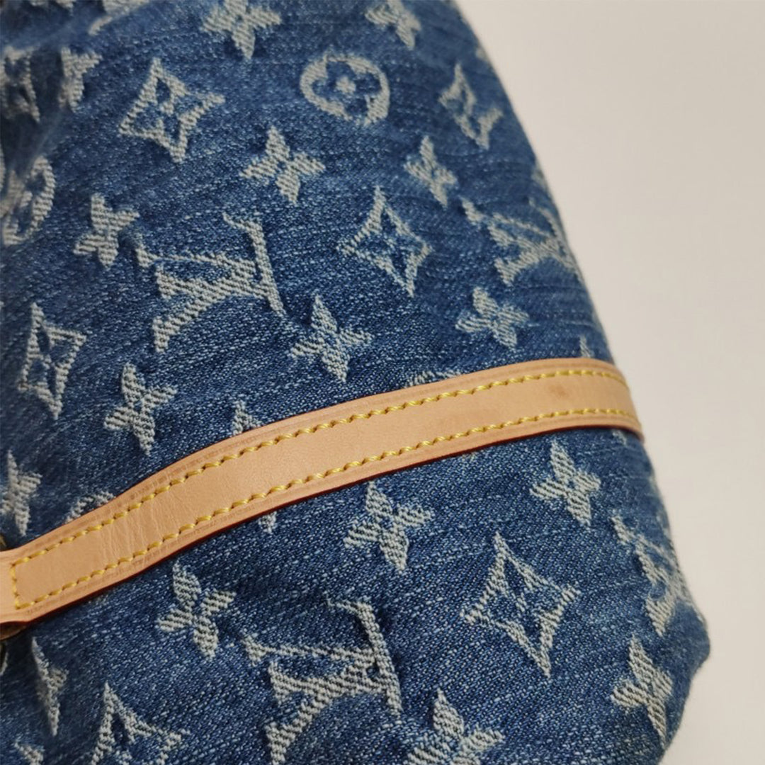 Louis Vuitton Papillon Monogram Blue Denim Bag with Gold Hardware