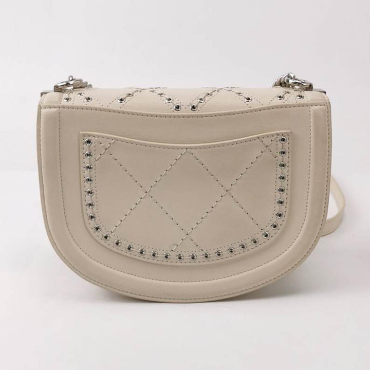 Chanel White Perforated Leather CC Shoulder Bag with Silver Hardware