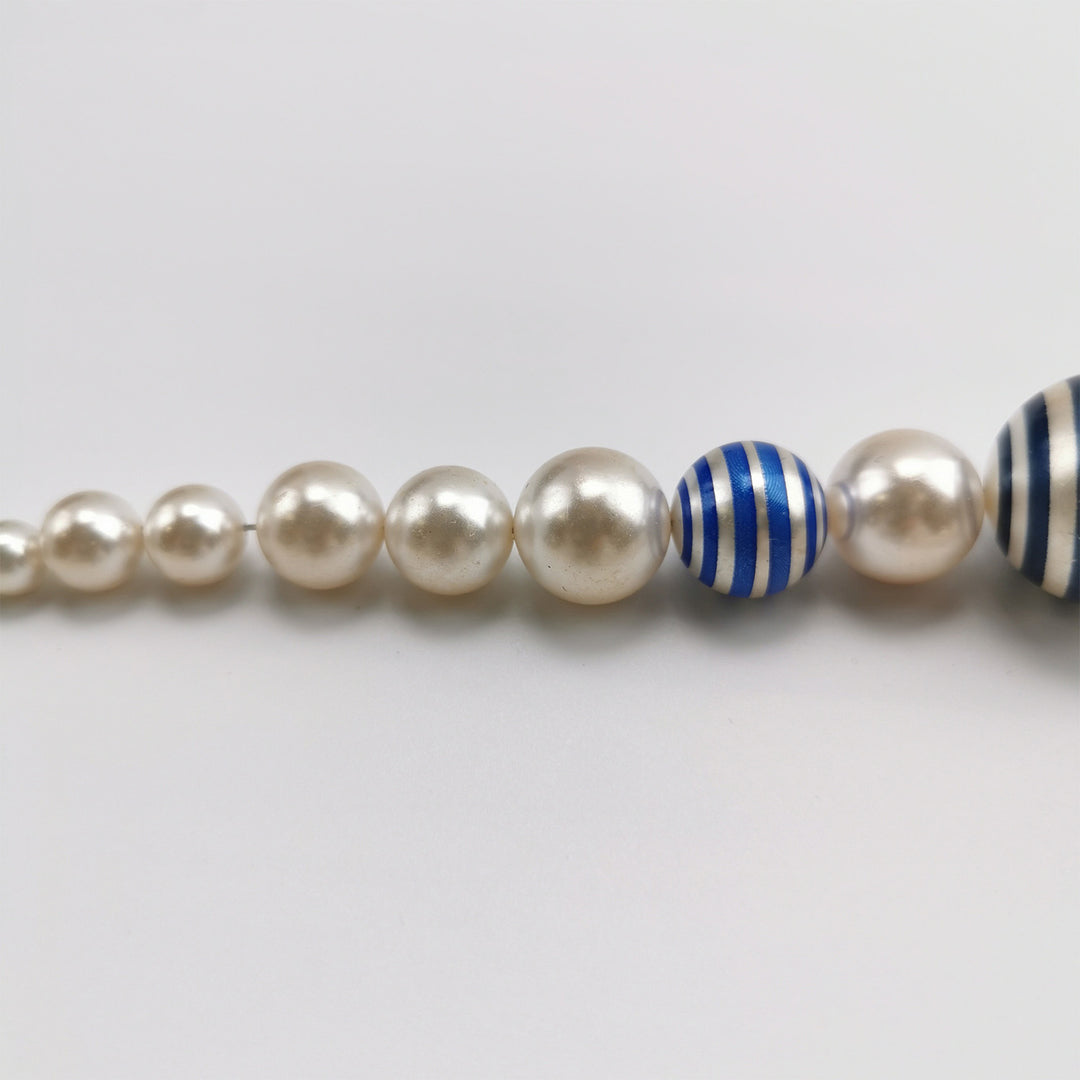 Chanel Painted Pearl Crystal La Pausa Stripe Bracelet Gold Blue