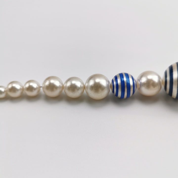 Chanel Painted Pearl Crystal La Pausa Stripe Bracelet Gold Blue