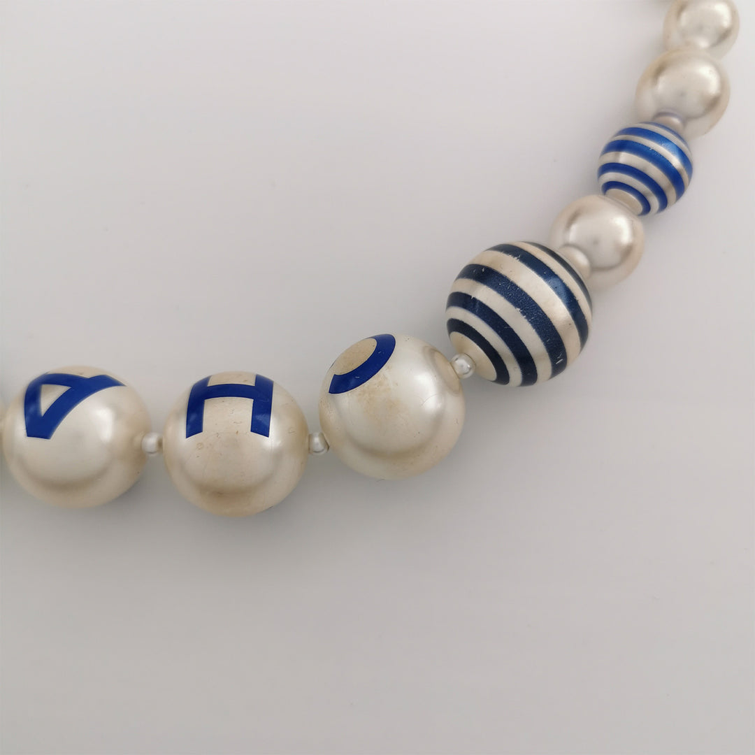 Chanel Painted Pearl Crystal La Pausa Stripe Bracelet Gold Blue