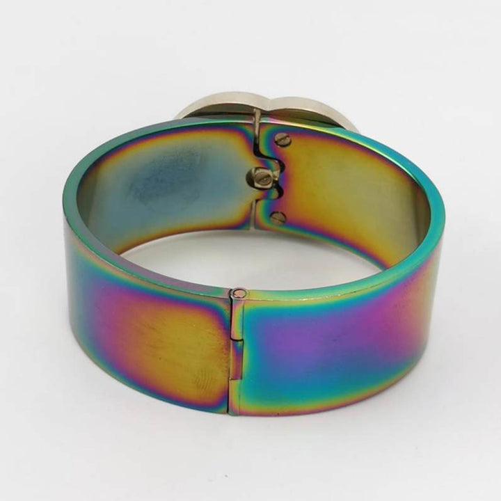 Chanel Metal Iridescent Hinged CC Cuff Bracelet in Size M