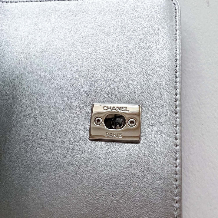 Chanel 2016 Calfskin Silver Mini Propeller Flap Bag with Silver Hardware