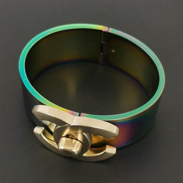 Chanel Metal Iridescent Hinged CC Cuff Bracelet in Size M